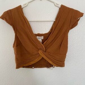 Women's Brown Twist-Front Top